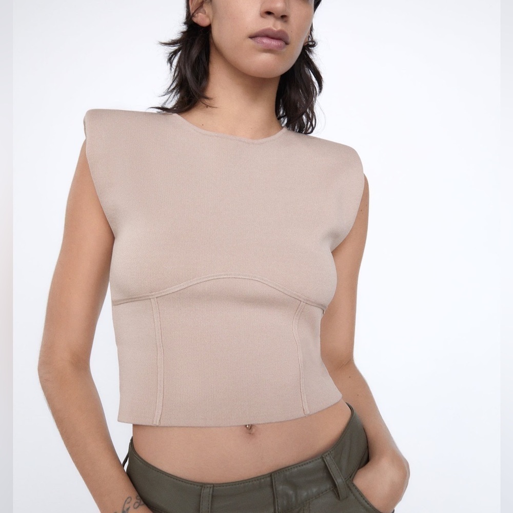 Zara Knit Top with Shoulder Pads